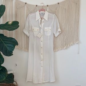 NWT MaxMara | Ivory Linen Midi Dress